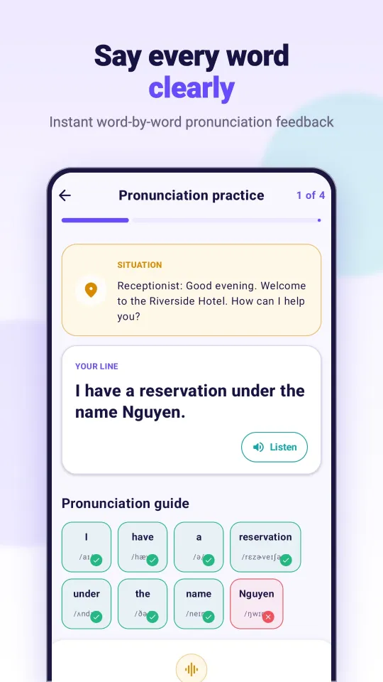Word-by-word pronunciation feedback
